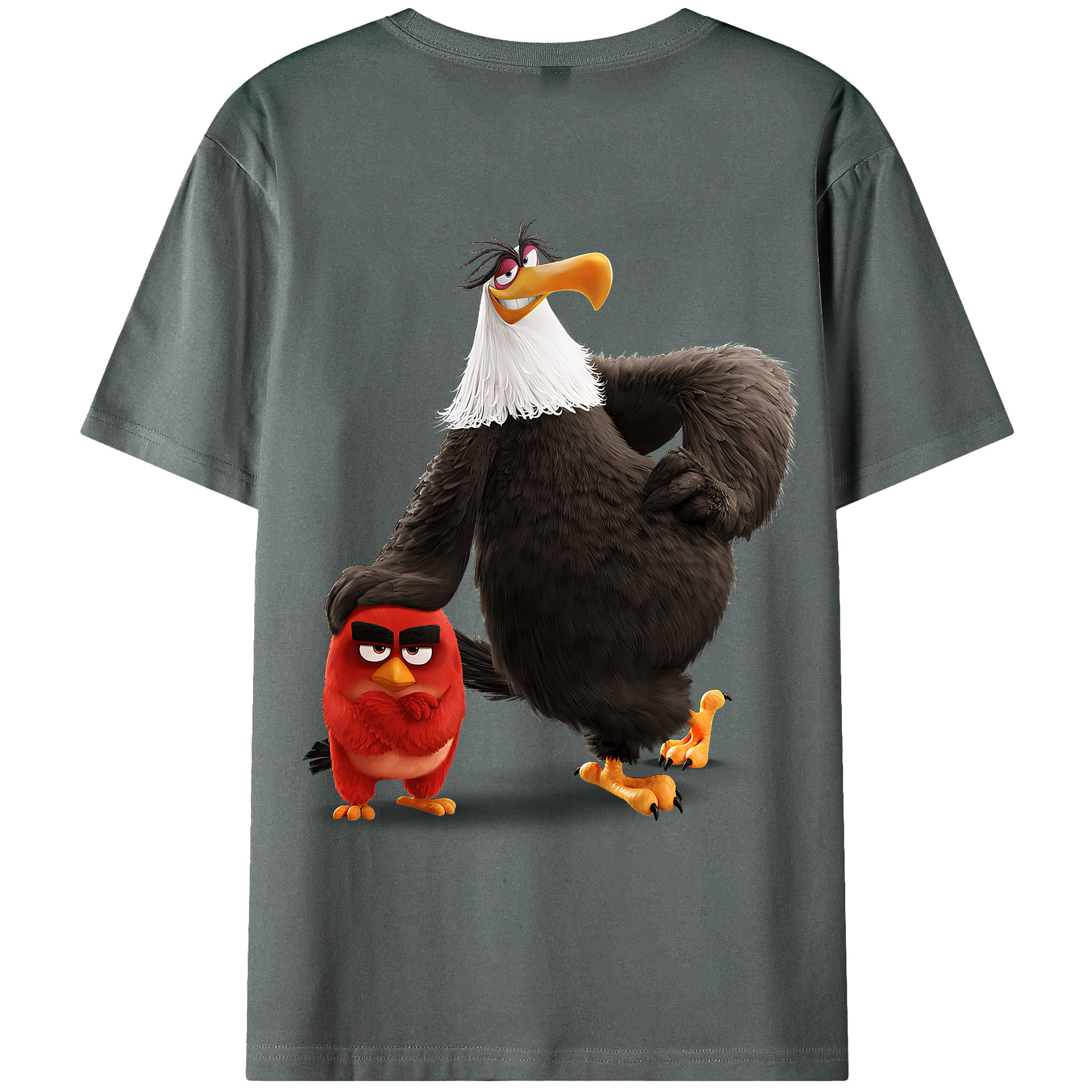 （画像用） Angry Birds アングリーバード 綿100％ メンズ半袖Tシャツ（バックプリント） 通気性